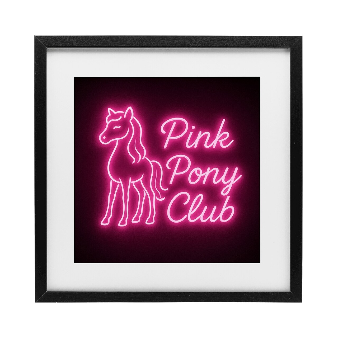 Stupell Industries Pink Pony Club Neon Framed Print Under Glass, design by Grotto Studios